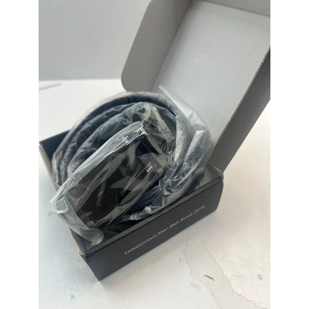 TANGCHAO Leather Belt‎ Mens 115cm Black 16-HEI-ZD-115